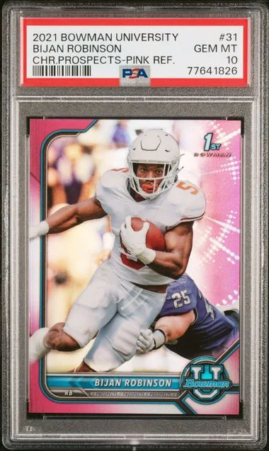 2021 Bowman University Chrome Bijan Robinson Prospects Pink Refractor #31 card image