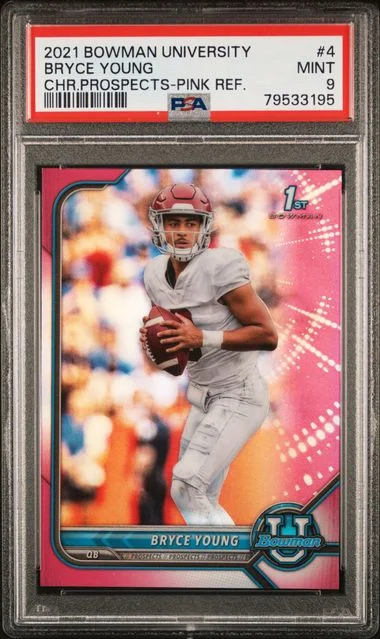 2021 Bowman University Chrome Bryce Young Prospects Pink Refractor #4 card image