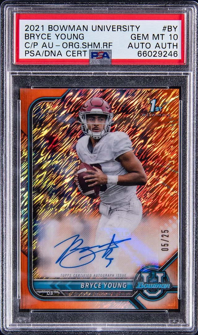 2021 Bowman University Chrome Bryce Young Prospects Autographs Gold Refractor #BCPA-BY card image