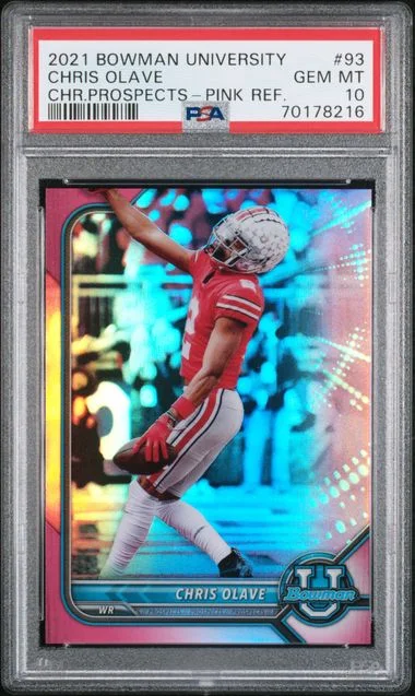 2021 Bowman University Chrome Chris Olave Prospects Pink Refractor #93 card image