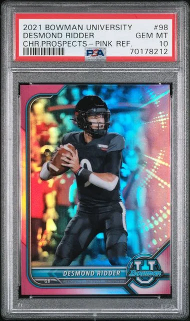2021 Bowman University Chrome Desmond Ridder Prospects Pink Refractor #98 card image