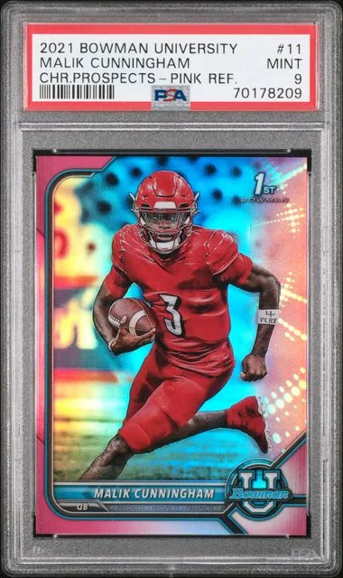 2021 Bowman University Chrome Malik Cunningham Prospects Green Lava Refractor #11 card image