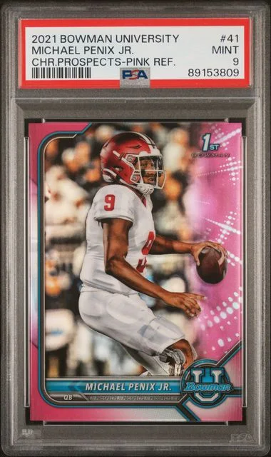 2021 Bowman University Chrome Michael Penix Jr. Prospects Pink Refractor #41 card image