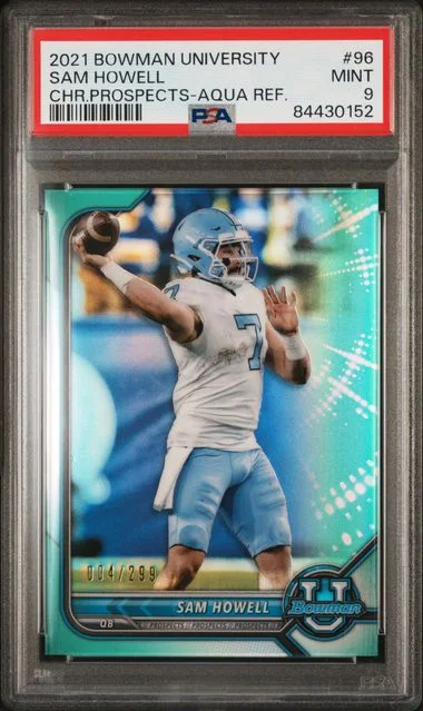 2021 Bowman University Chrome Sam Howell Prospects Aqua Refractor #96 card image