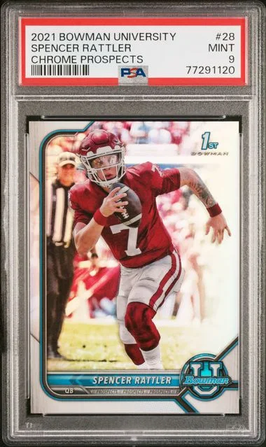 2021 Bowman University Chrome Spencer Rattler Prospects #28 card image