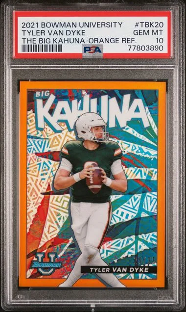 2021 Bowman University Tyler Van Dyke The Big Kahuna Orange Refractor #Tbk20 card image
