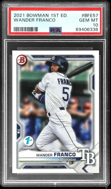2021 Bowman Wander Franco 1st Edition Sky Blue Foil #BFE57 card image