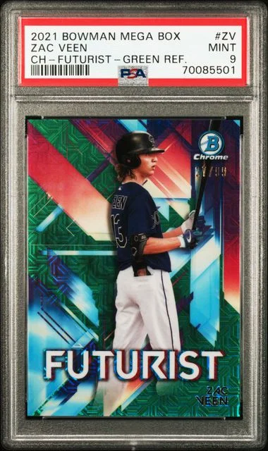 2021 Bowman Zac Veen Mega Box Chrome Futurist Green Refractor #FUT-ZV card image