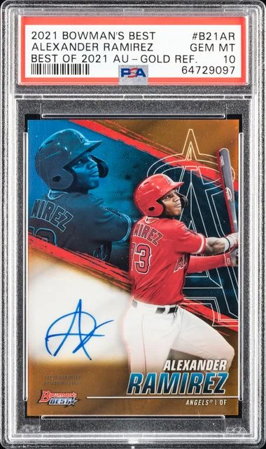 2021 Bowman's Best Alexander Ramirez Best Of 2021 Autographs Gold Refractor #B21AR card image