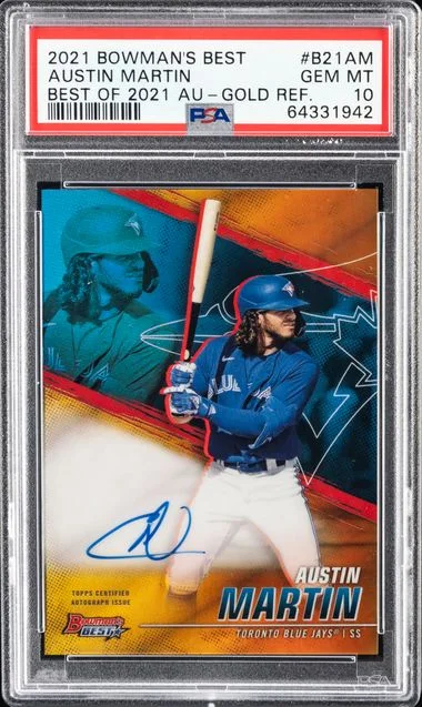 2021 Bowman's Best Austin Martin Best Of 2021 Autographs Gold Refractor #B21AM card image
