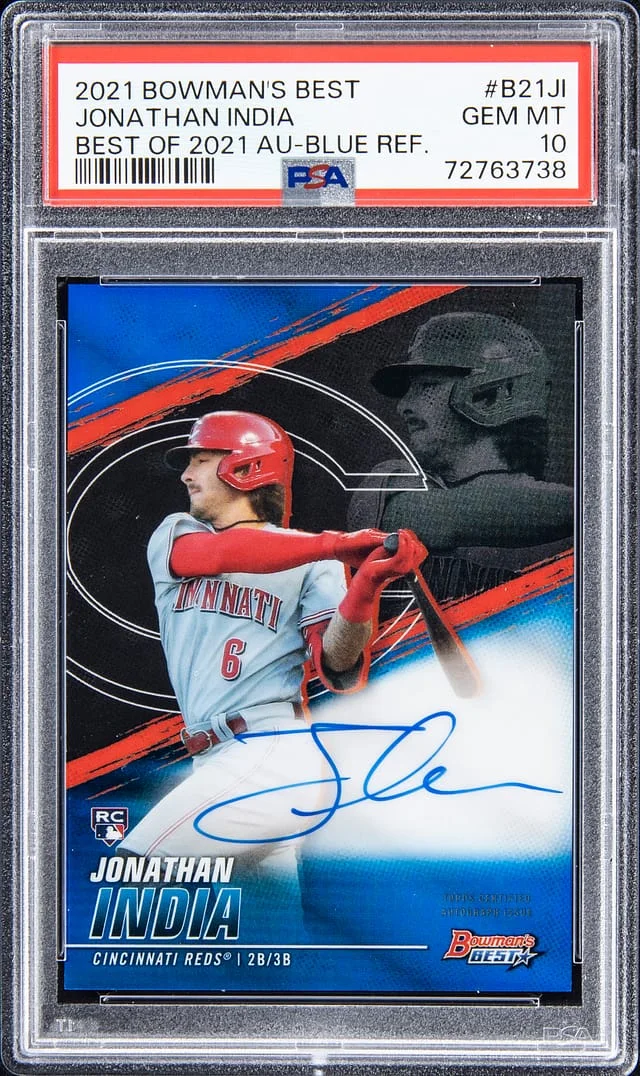 2021 Bowmans Best Best of 2021 Autograph - Blue Refractor Jonathan India #B21JI card image