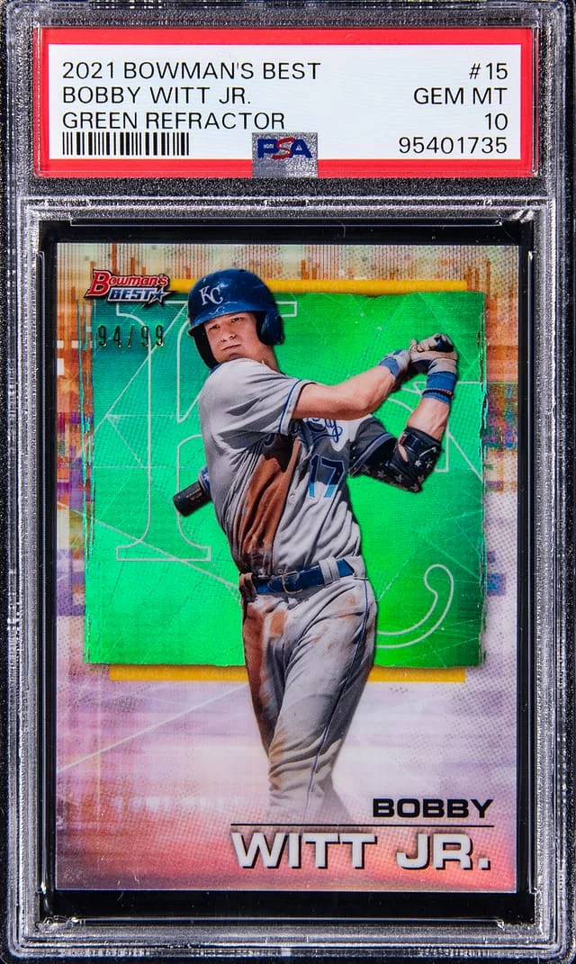 2021 Bowman's Best Bobby Witt Jr. Green Refractor #15 card image