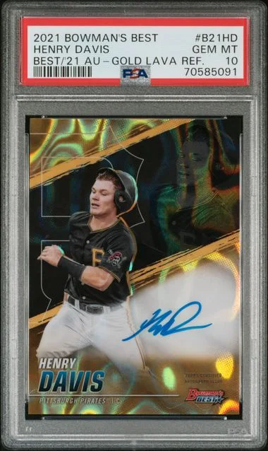 2021 Bowman's Best Henry Davis Best Of 2021 Autographs Gold Lava Refractor #B21HD card image