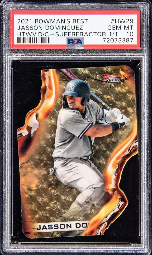 2021 Bowman's Best Jasson Dominguez Heatwave Die-Cut SuperFractor #HW-29 card image