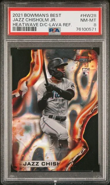 2021 Bowman's Best Jazz Chisholm Jr. Heatwave Die-Cuts Lava Refractor #HW28 card image