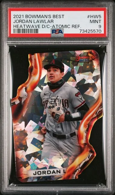 2021 Bowman's Best Jordan Lawlar Heatwave Die-Cuts Atomic Refractor #HW-5 card image