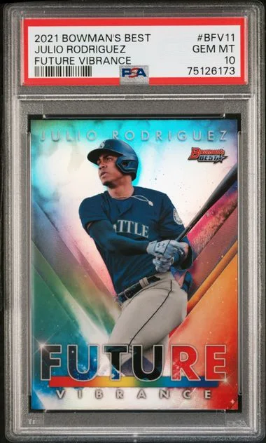 2021 Bowman's Best Julio Rodriguez Future Vibrance #Bfv11 card image