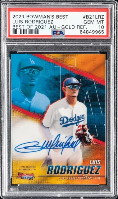 2021 Bowman's Best Luis Rodriguez Best Of 2021 Autographs Gold Refractor #B21LRZ card image