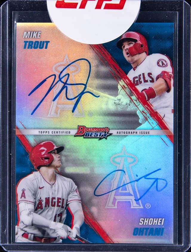 2021 Bowman's Best Mike Trout/Shohei Ohtani Dual Autographs #DA-TO card image