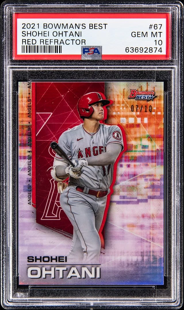 2021 Bowman's Best Shohei Ohtani Red Refractor #67 card image