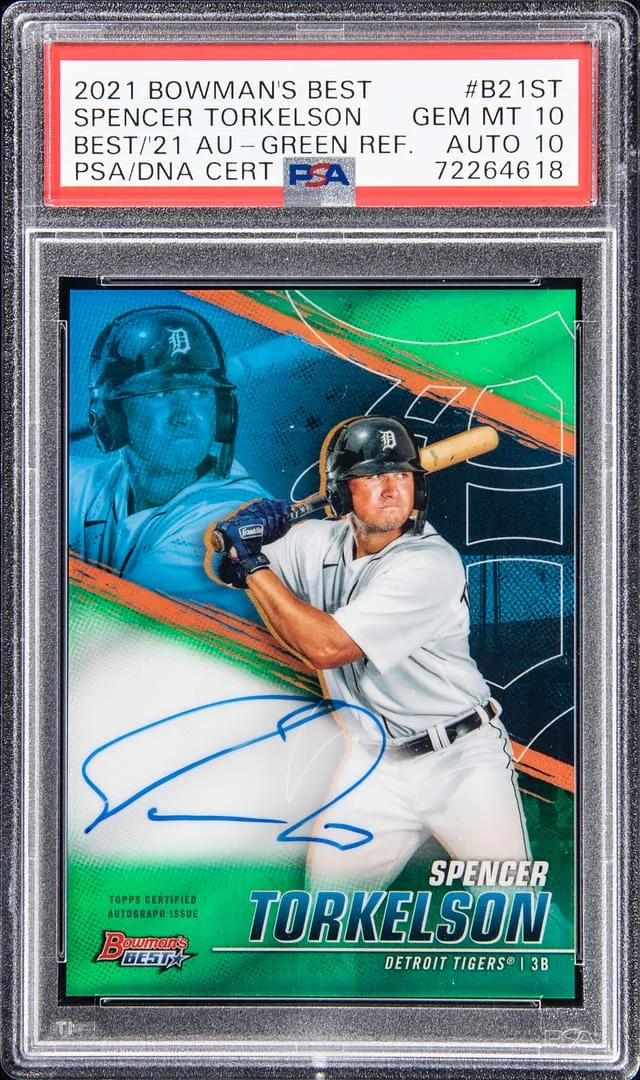 2021 Bowman's Best Spencer Torkelson Best of '21 Autograph Green Refractor #B21-ST card image