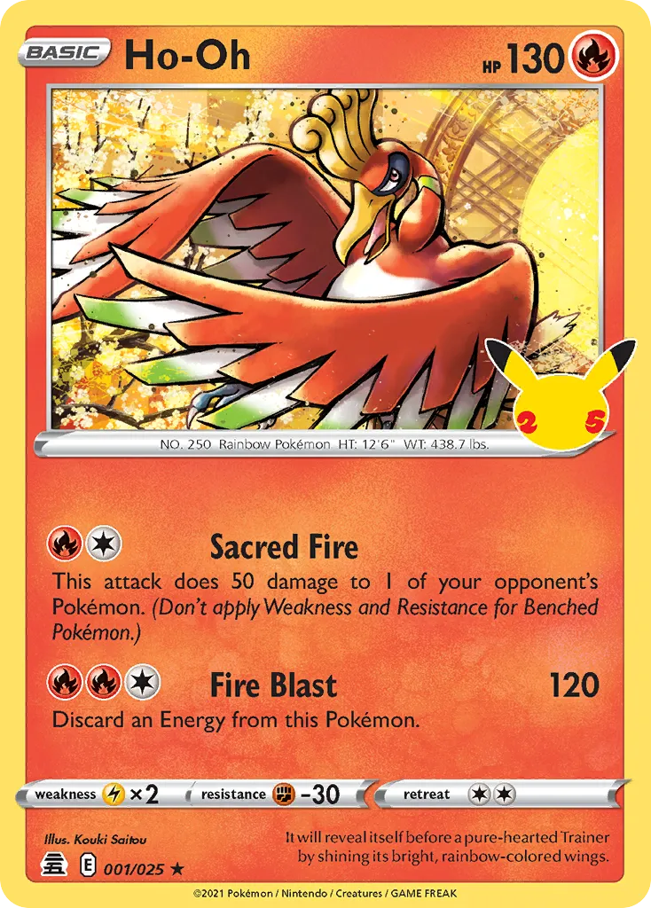 2021 Celebrations Ho-Oh Rare #01/25 Rare card image