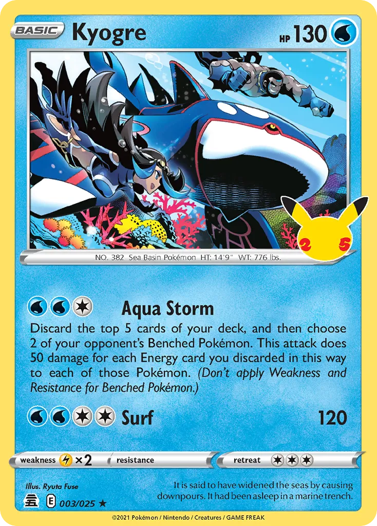 2021 Celebrations Kyogre Rare #03/25 Rare card image