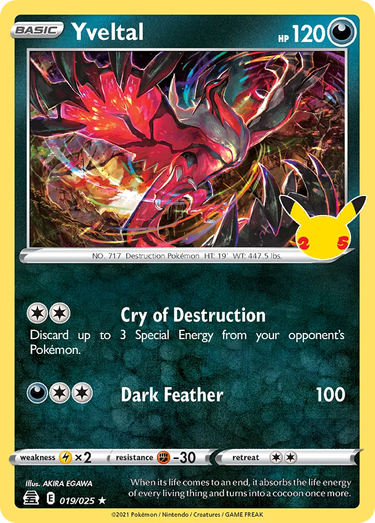 2021 Celebrations Yveltal Rare #19/25 Rare card image