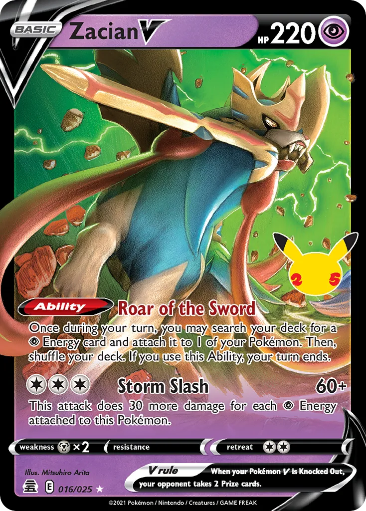 2021 Celebrations Zacian V Rare Holo V #16/25 Rare Holo V card image