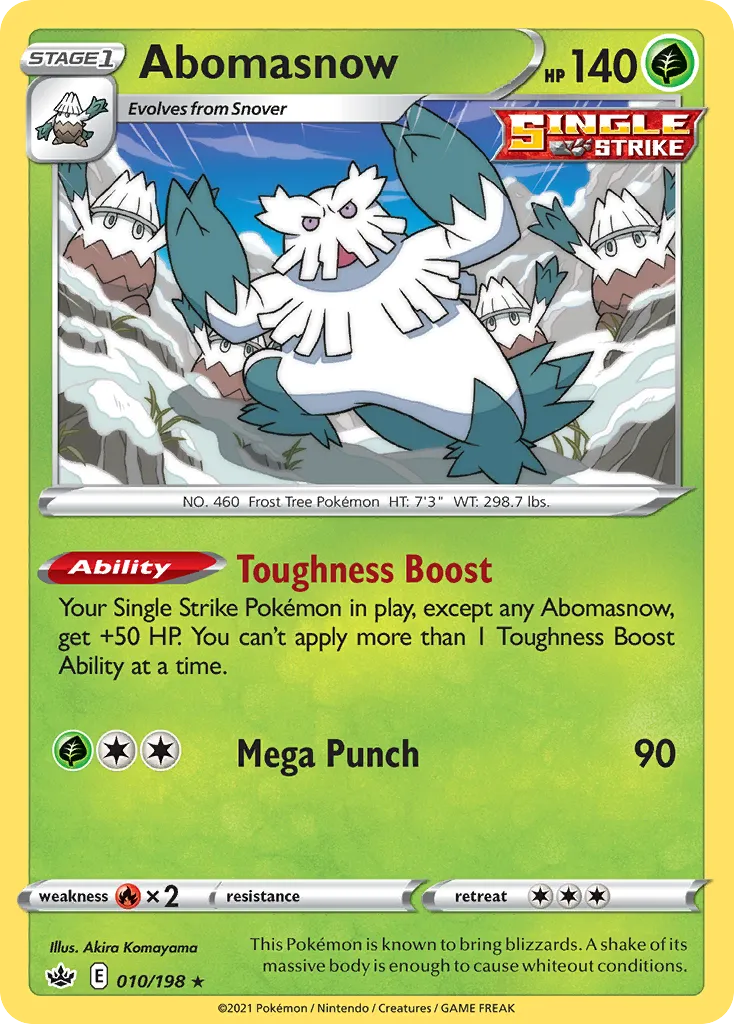2021 Chilling Reign Abomasnow Rare #010/198 Rare card image