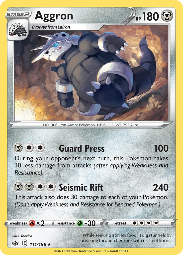 2021 Chilling Reign Aggron #111/198 Rare card image