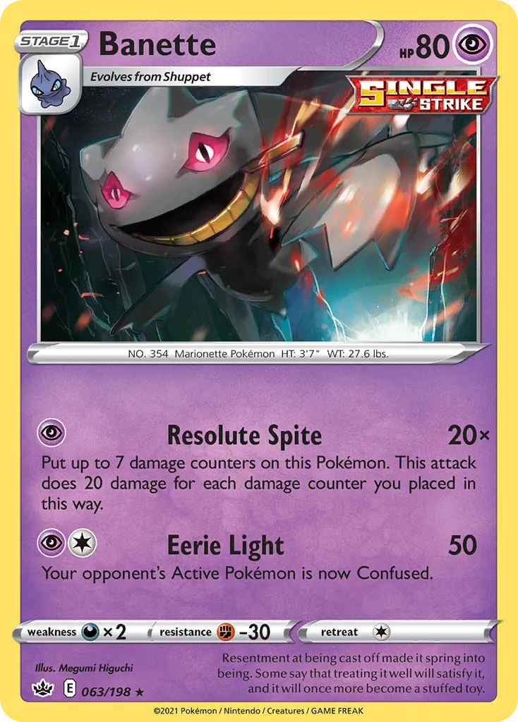2021 Chilling Reign Banette #063/198 Rare card image