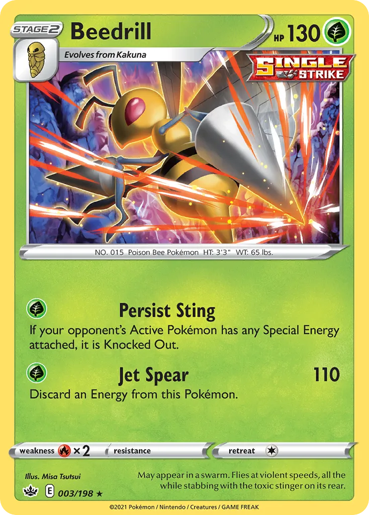 2021 Chilling Reign Beedrill #003/198 Rare Holo card image