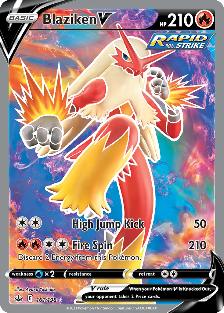 2021 Chilling Reign Blaziken V #020/198 Rare Holo V card image