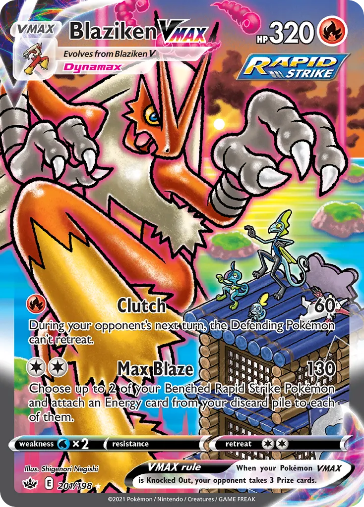 2021 Chilling Reign Blaziken VMAX #021/198 Rare Holo VMAX card image