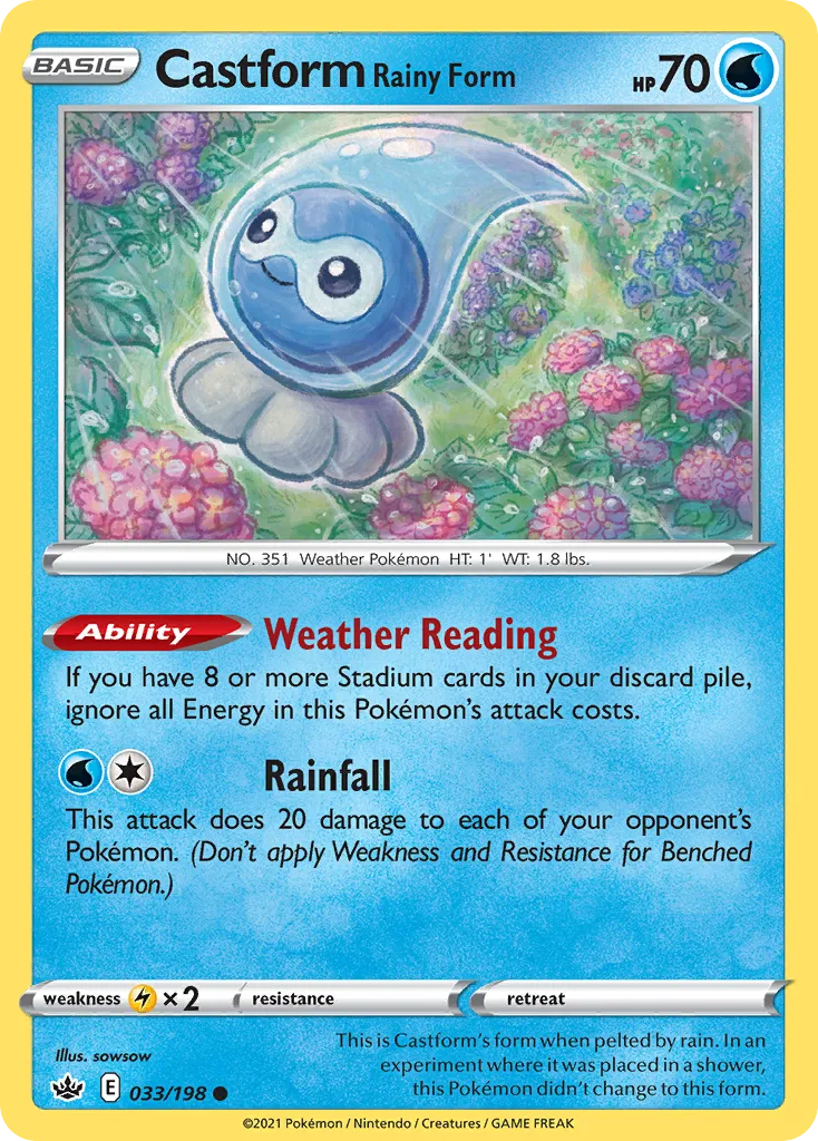 2021 Chilling Reign Castform Rainy Form Common #033/198 Common card image