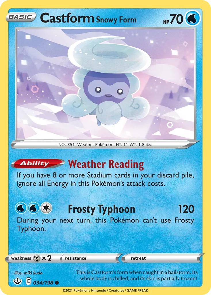 2021 Chilling Reign Castform Snowy Form #034/198 Common card image