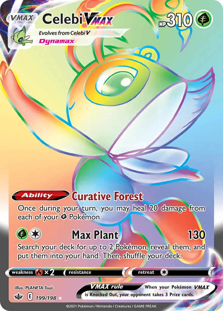 2021 Chilling Reign Celebi VMAX #199/198 Rare Rainbow card image