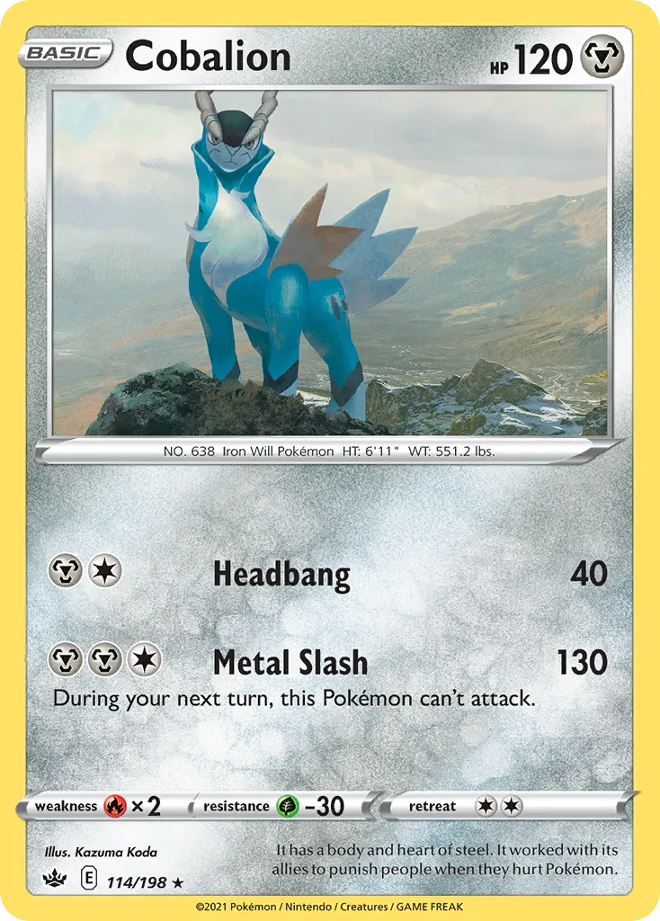2021 Chilling Reign Cobalion #114/198 Rare Holo card image