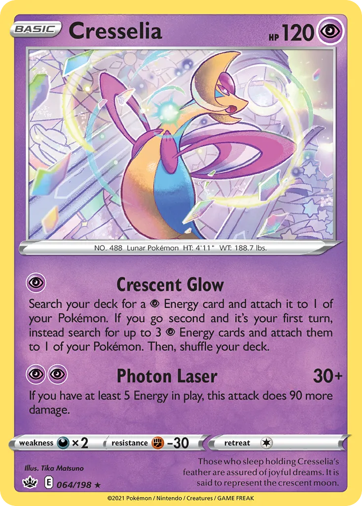2021 Chilling Reign Cresselia #064/198 Rare Holo card image