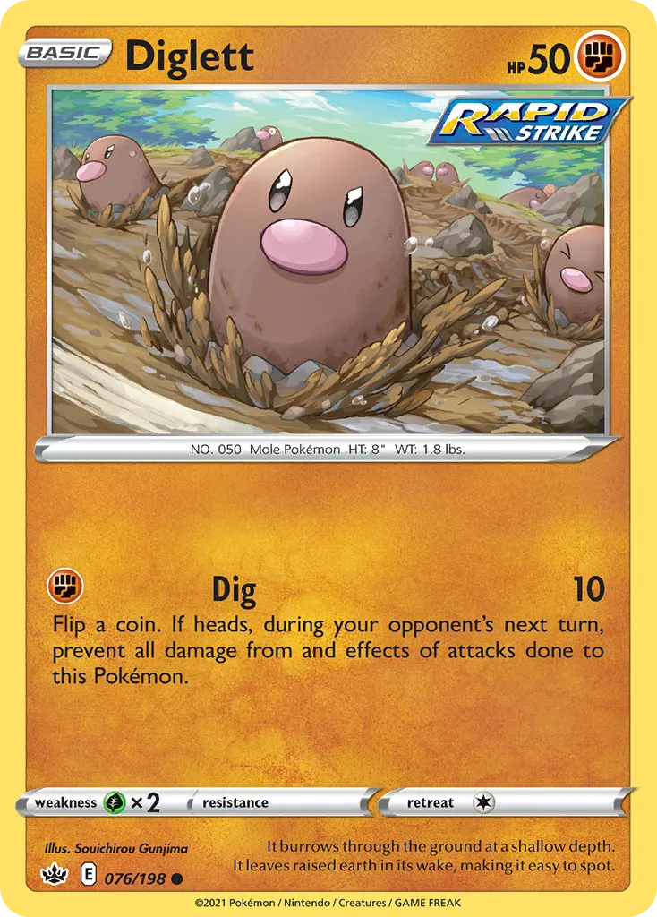 2021 Chilling Reign Diglett #076/198 Common card image