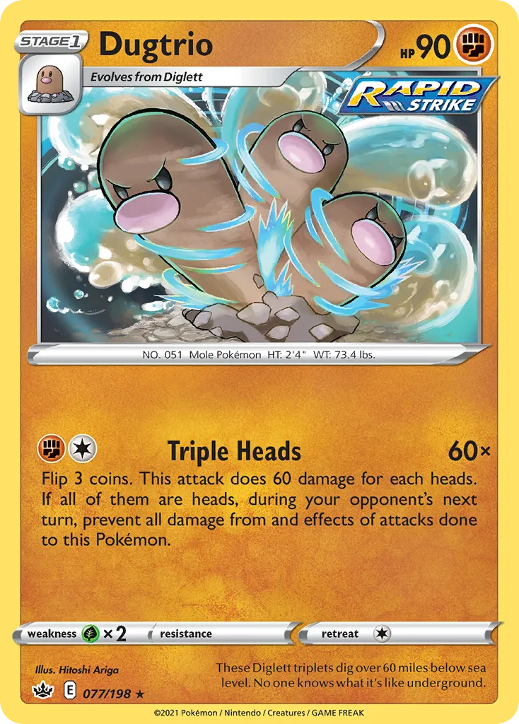 2021 Chilling Reign Dugtrio #077/198 Rare card image