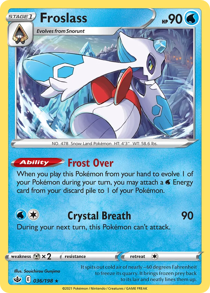 2021 Chilling Reign Froslass #036/198 Rare Holo card image