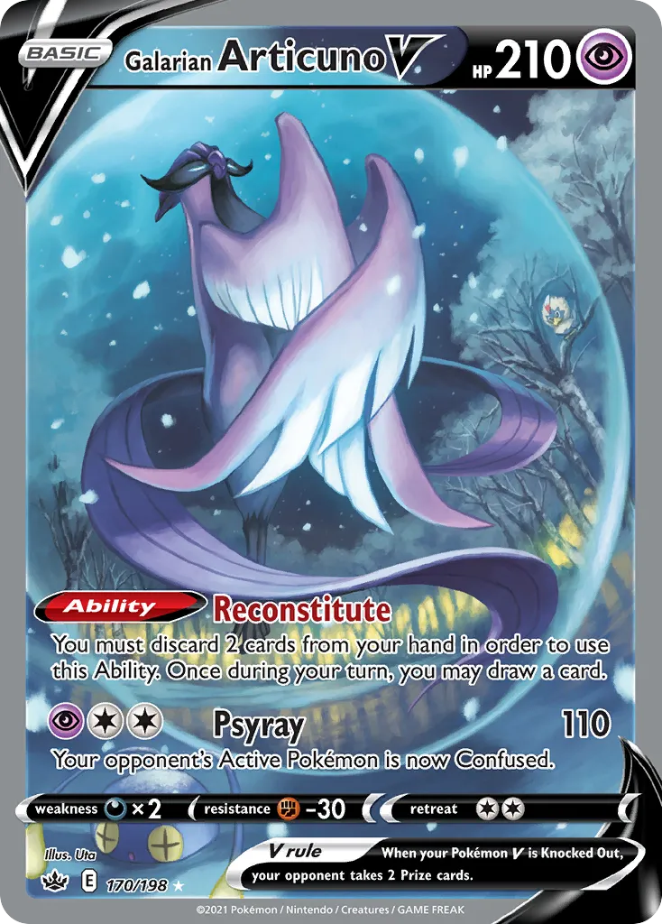 2021 Chilling Reign Galarian Articuno V #170/198 Rare Ultra card image