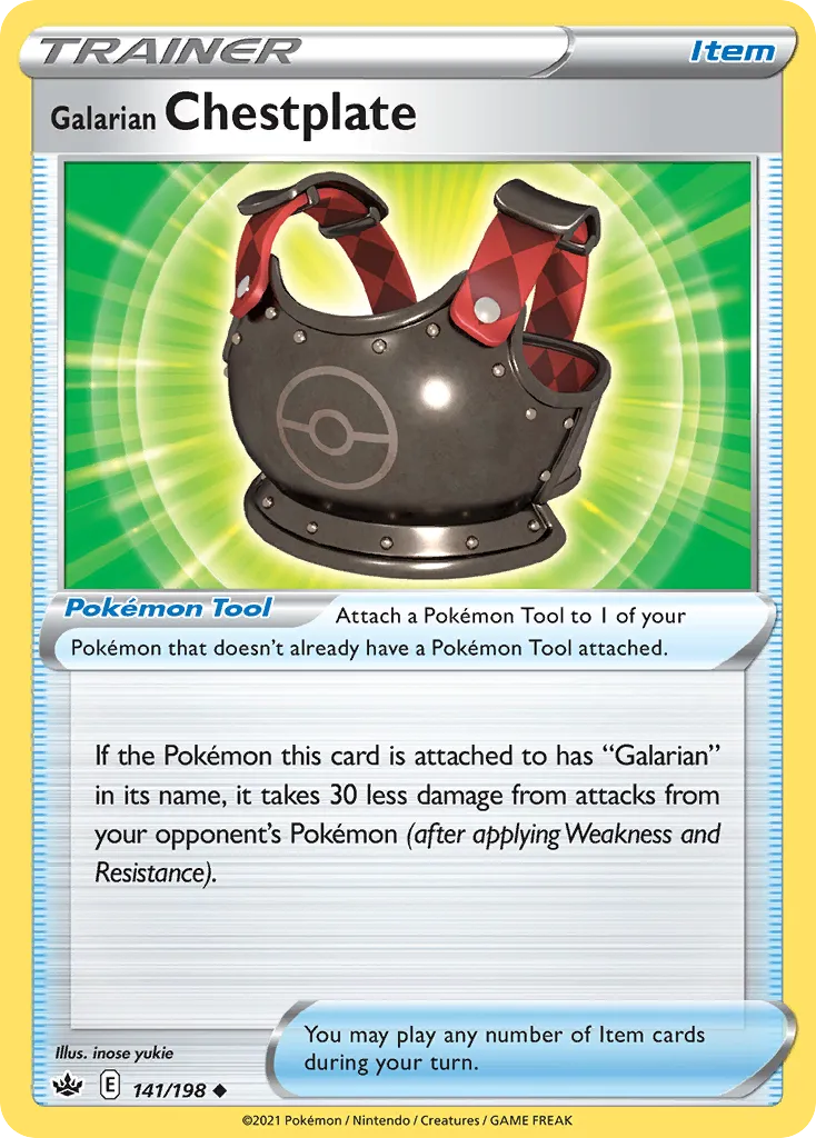 2021 Chilling Reign Galarian Chestplate #141/198 Uncommon card image