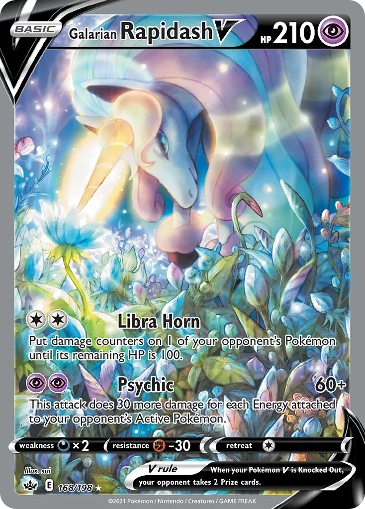 2021 Chilling Reign Galarian Rapidash V #168/198 Rare Ultra card image