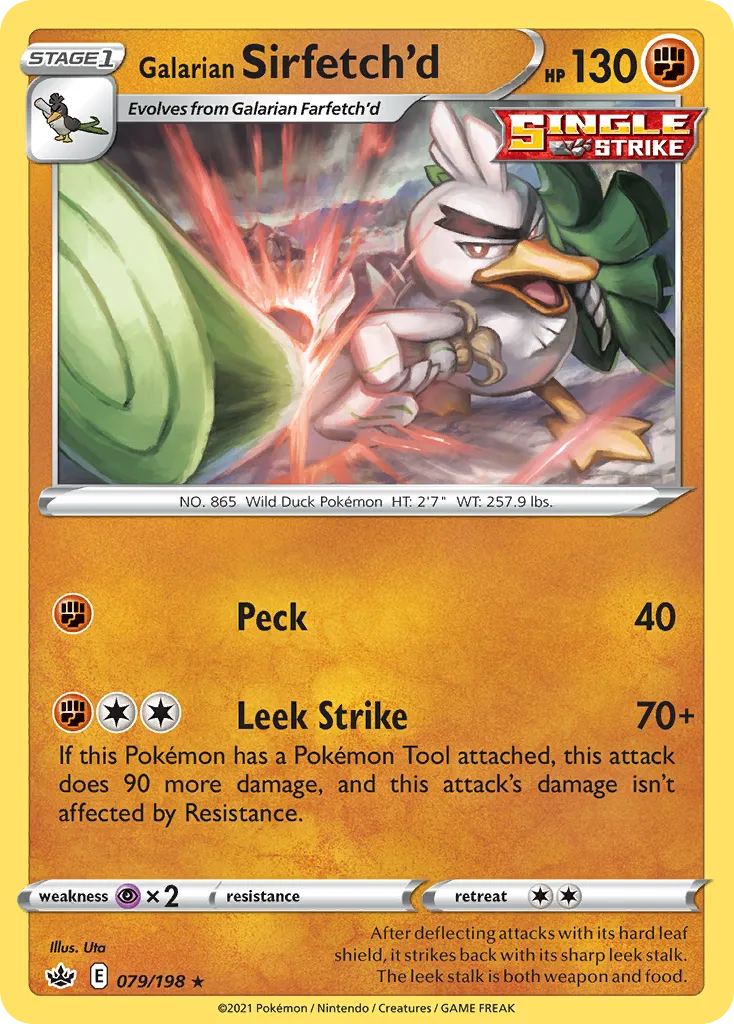 2021 Chilling Reign Galarian Sirfetch'd #079/198 Rare card image