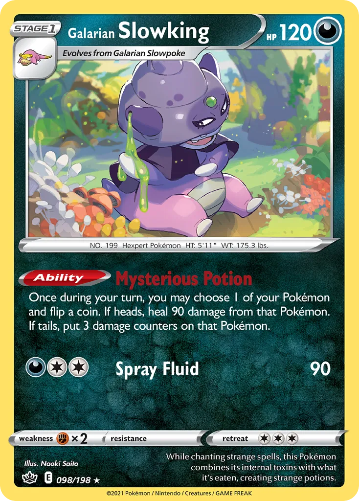 2021 Chilling Reign Galarian Slowking #098/198 Rare Holo card image