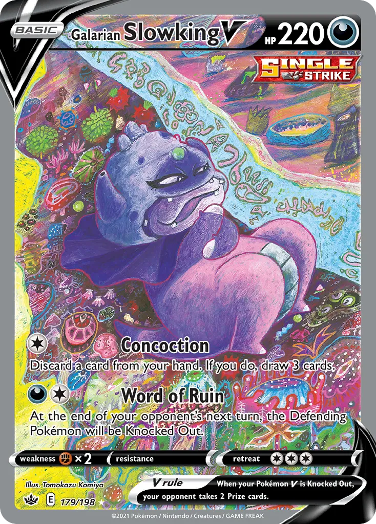 2021 Chilling Reign Galarian Slowking V #178/198 Rare Ultra card image