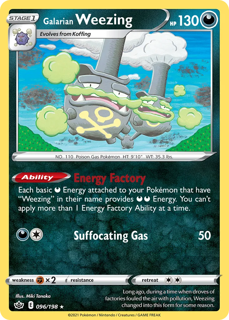 2021 Chilling Reign Galarian Weezing #096/198 Rare card image
